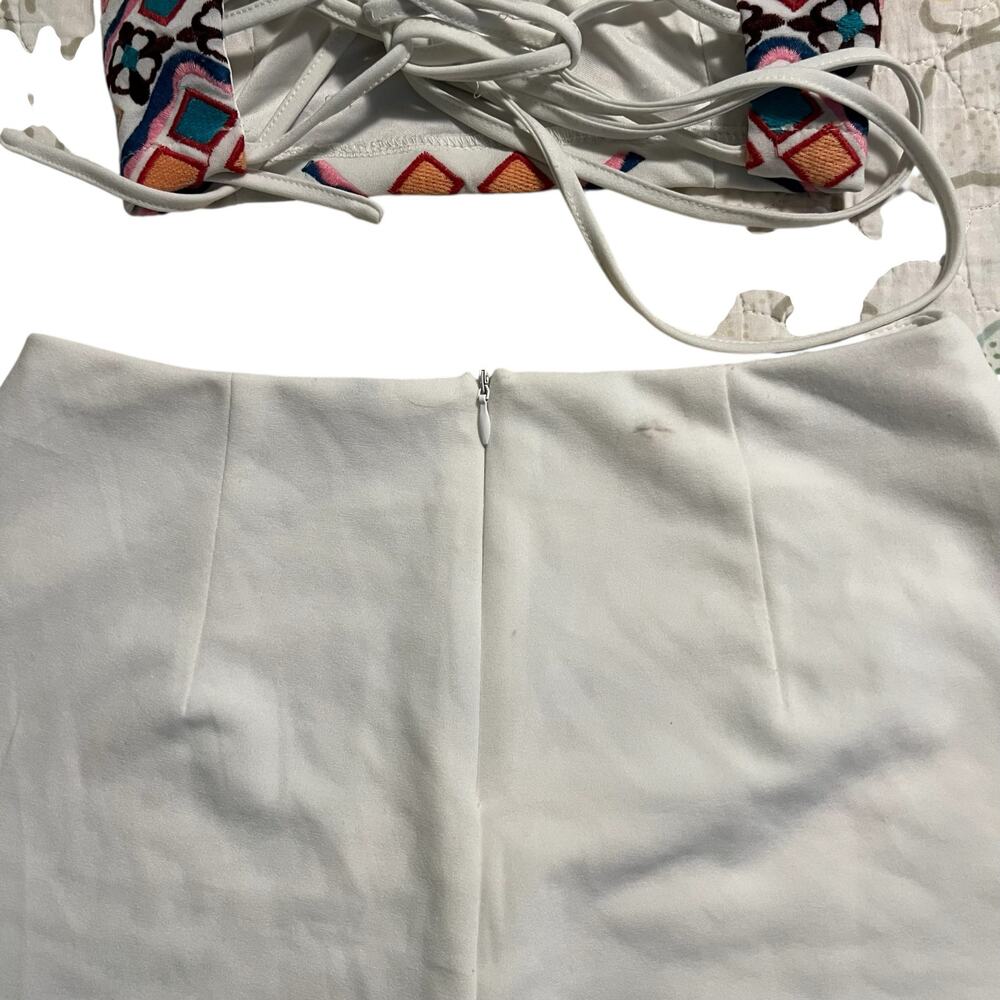 LULUS Rhythm is Gonna Get You Embroidered White Shorts & Top Size S - Picture 12 of 12